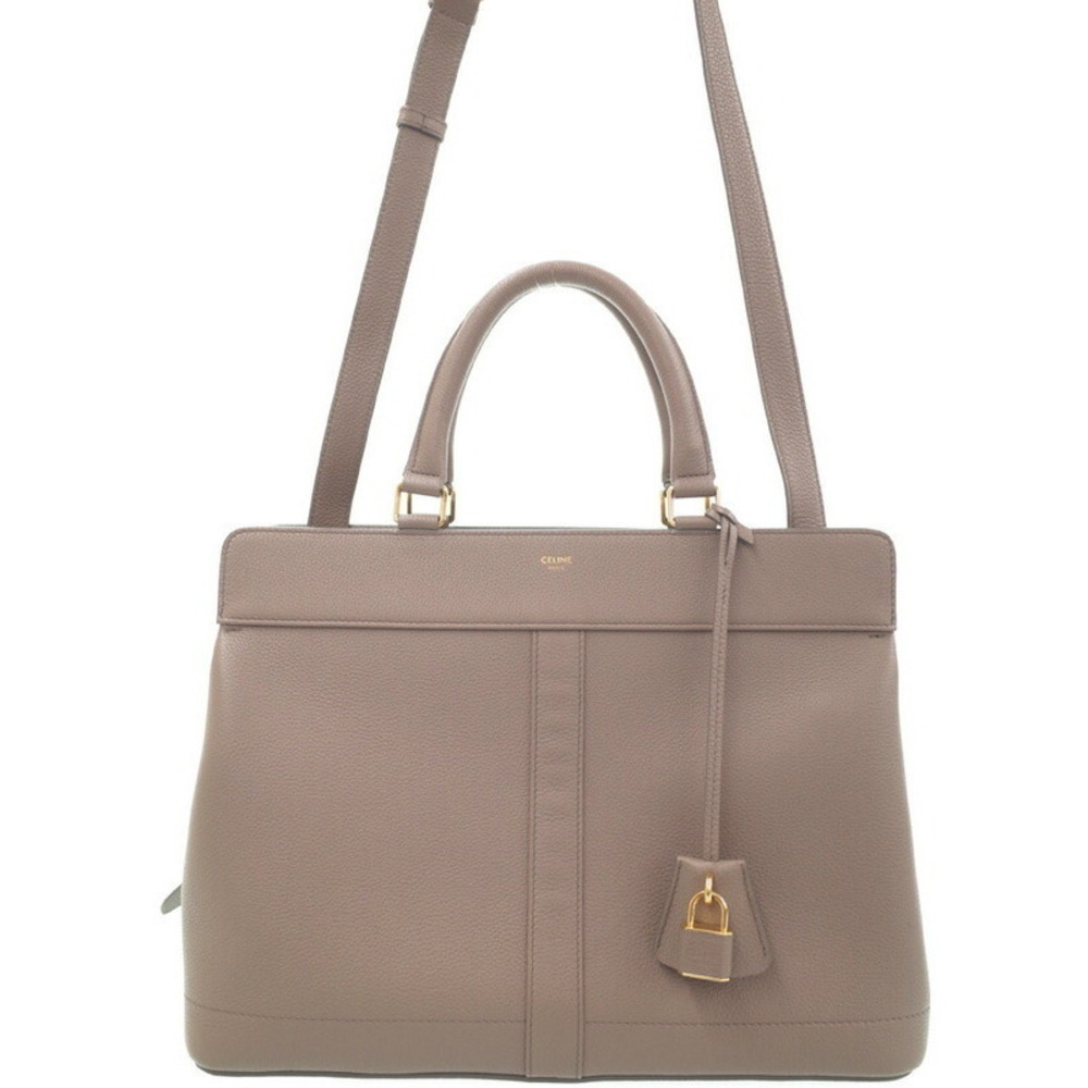 Celine Cabas de Tote pebble grained calfskin leather Beige Pink